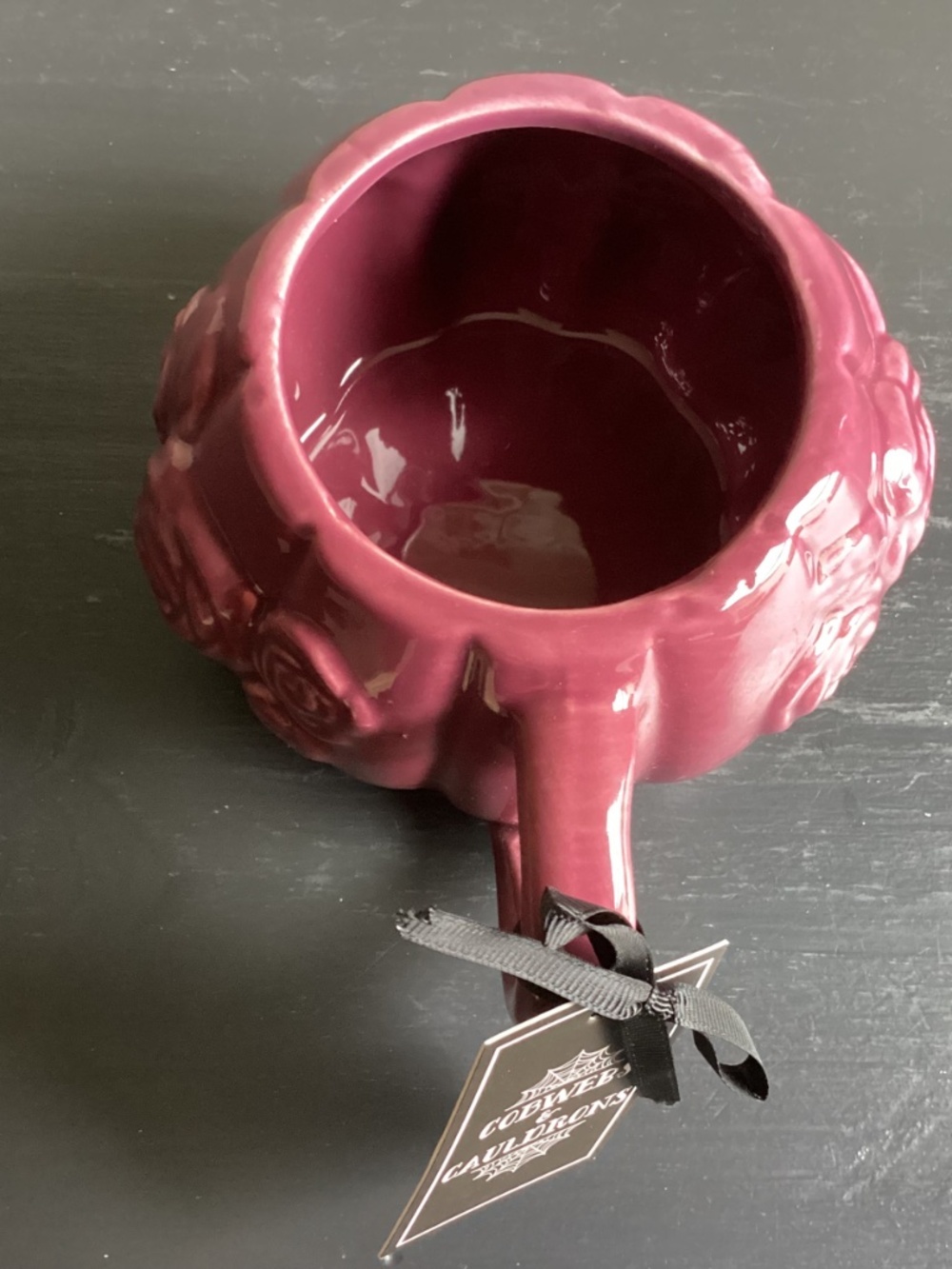 NWT Cobwebs & Cauldrons Ceramic 3D Embossed Plum Color 22oz Mug New - Picture 5 of 5
